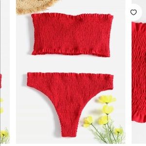 ☀️ZAFUL Smocked Frilled Bandeau Bikini Set☀️